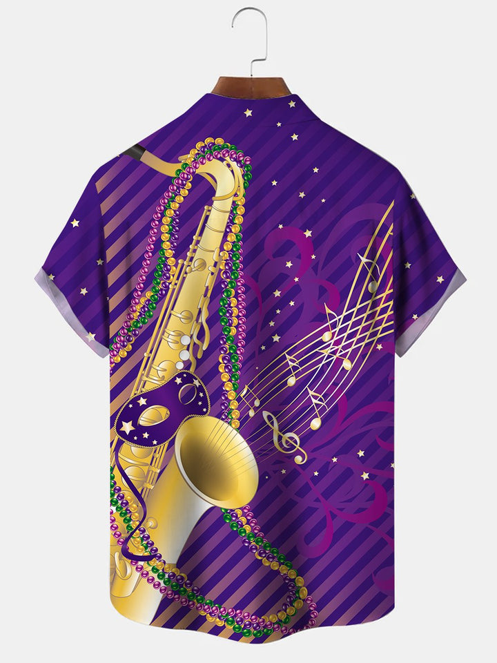 Camisa informal con instrumentos musicales de carnaval para hombre