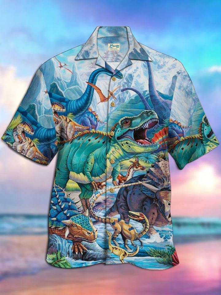 Cotton Holiday Hawaii Dinosaur Volcano Jurassic Age Men&