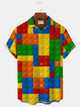 Alohadaddy Vintage Casual Toy Building Blocks Men's Aloha Shirts Stretch Plus Size Art Camp Shirts
