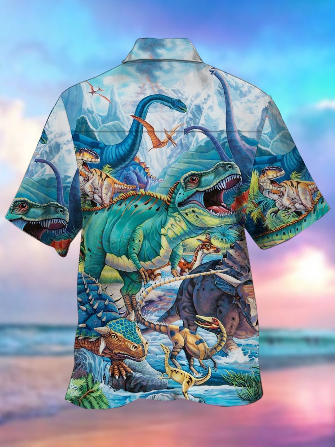 Cotton Holiday Hawaii Dinosaur Volcano Jurassic Age Men&