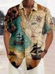 Camisa con botones y bolsillo para hombre con estampado de velero y mapa náutico vintage de Alohadaddy