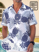 Alohadaddy Beach Vacation Men's Hawaiian Tropical Pineapple Shirts Wrinkle Free Seersucker Camp Casual Pocket Shirts