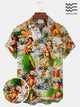 Alohadaddy Vintage Men's Coconut Tree Hula Hawaiian Shirt Oversized Vacation Aloha Wrinkle Free Shirt