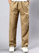 Men's Elastic Belt Straight Loose Fit Cotton Plus Size Plus Size Casual Trousers