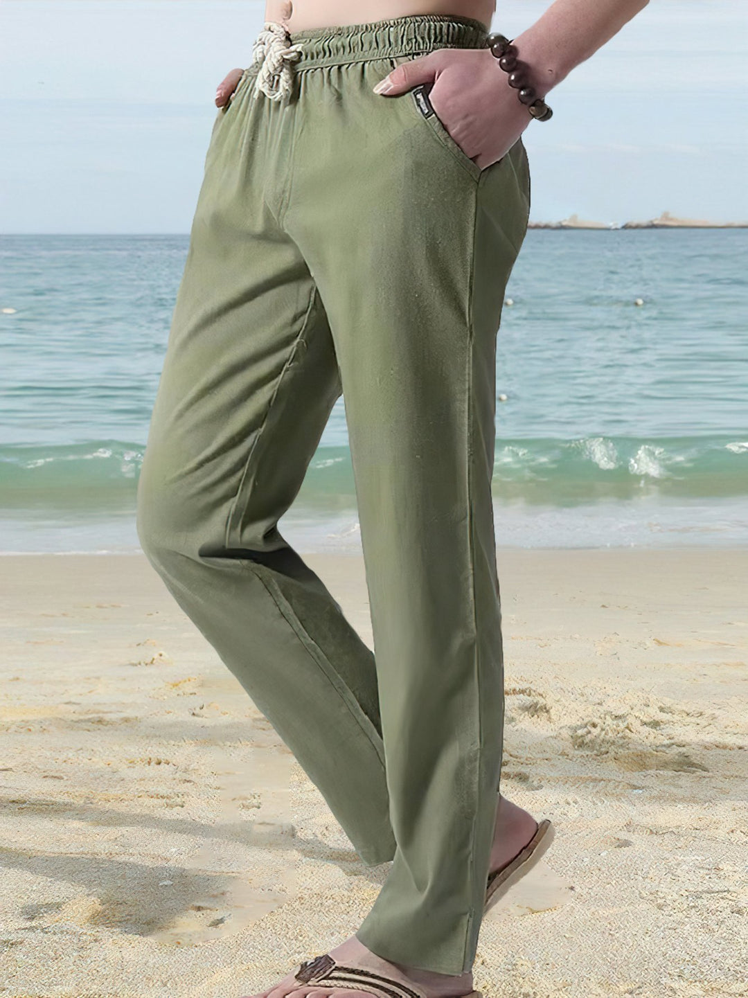 Pantalones casuales de color liso para hombre