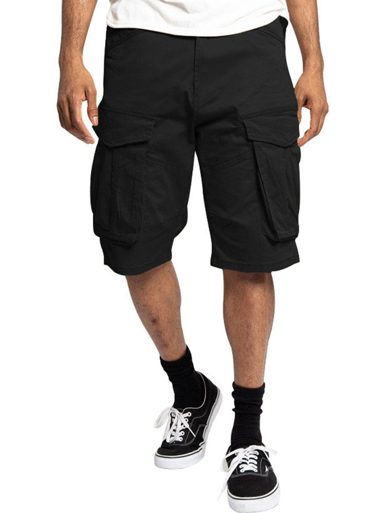 Pantalones cortos cargo de sarga de algodón de primera calidad para hombre, informales, de talla grande, básicos y altos