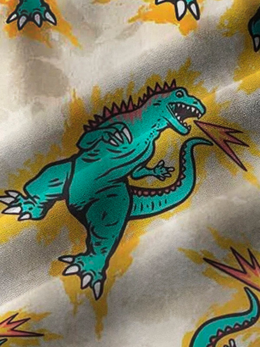 Alohadaddy Hawaiian 50s Cartoon Dinosaur Print Men&