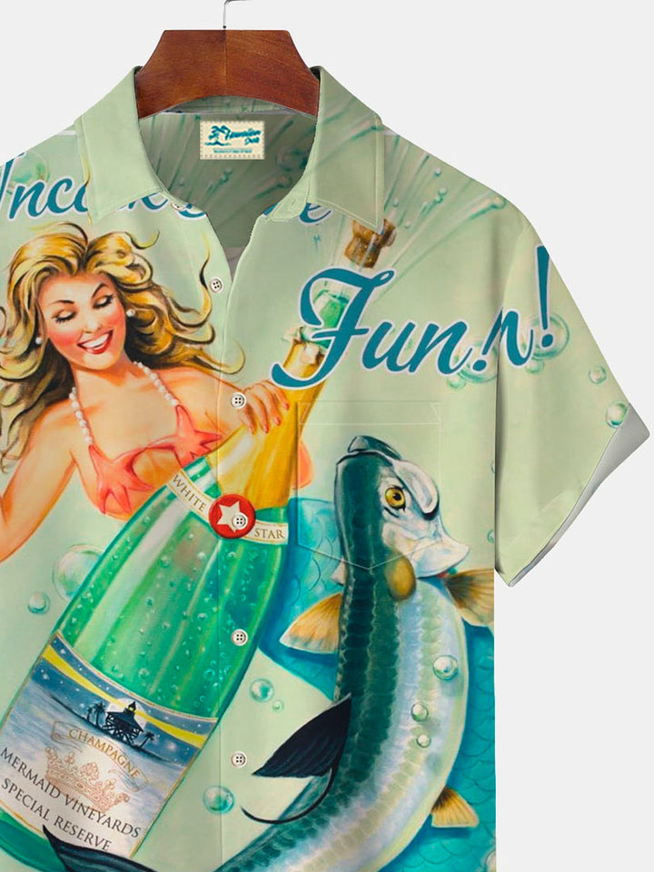 Chemise boutonnée à imprimé cocktail sirène hawaïenne Alohadaddy pour homme