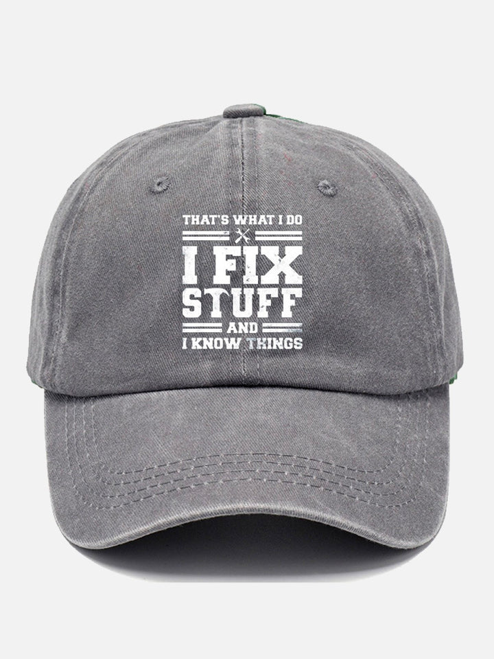 Gorra con letras "I Fix Stuff" para hombre, estilo vintage lavado, años 50, de Alohadaddy