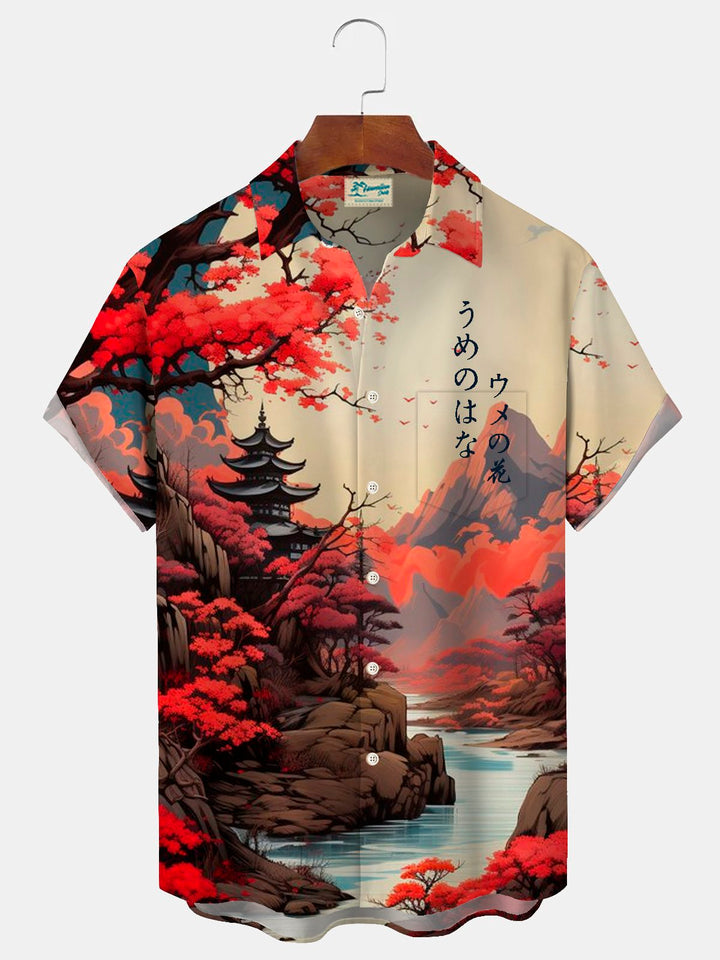 Alohadaddy Retro Japanese Plum Blossom Print Men&