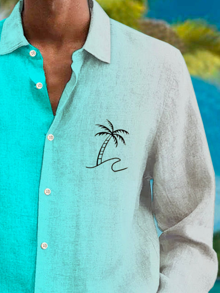 Alohadaddy Hawaiian Gradient Coconut Tree Print Men&
