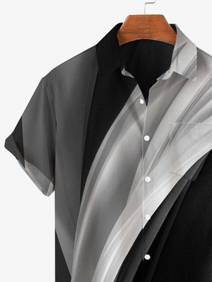 Camisa con diseño creativo, psicodélico, romántico, abstracto y con bolsillos para hombre