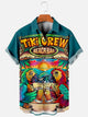 Men's Parrot Tiki Bar Print Loose Short Sleeve Hawaiian Shirt