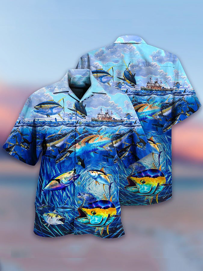 Mens Fishing Love Fish Love Ocean Limited Edition Hawaiian Shirt
