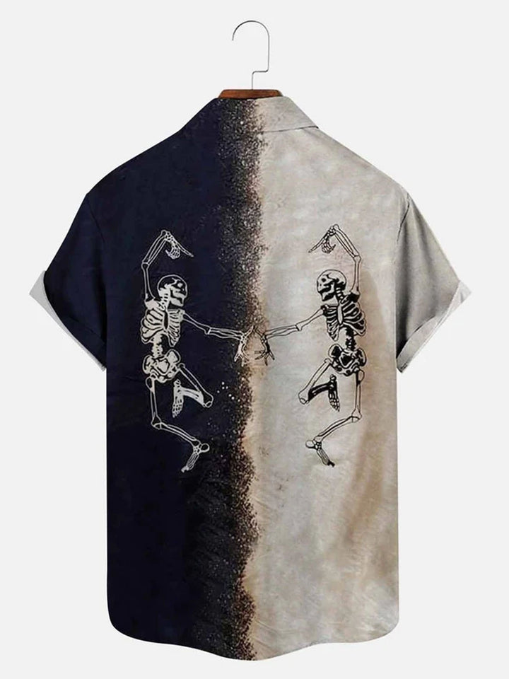 Chemise hawaïenne décontractée respirante à manches courtes pour homme avec imprimé tête de mort pour Halloween Alohadaddy