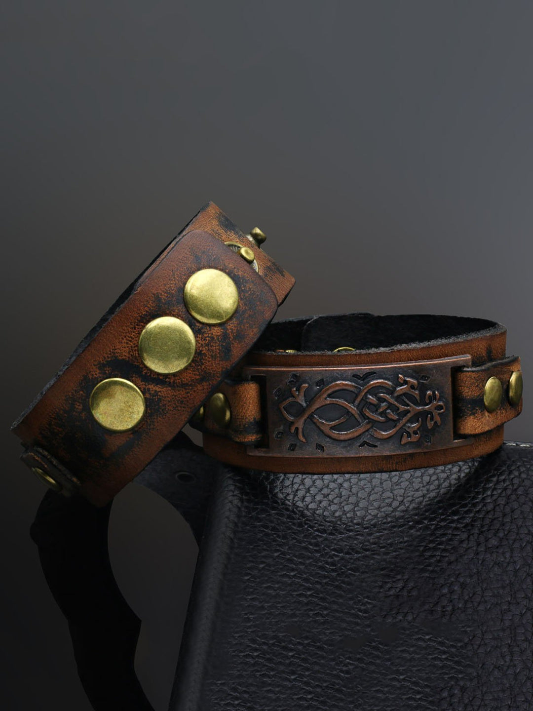 Punk Simple Geometric Square Wide Leather Bracelet for Men