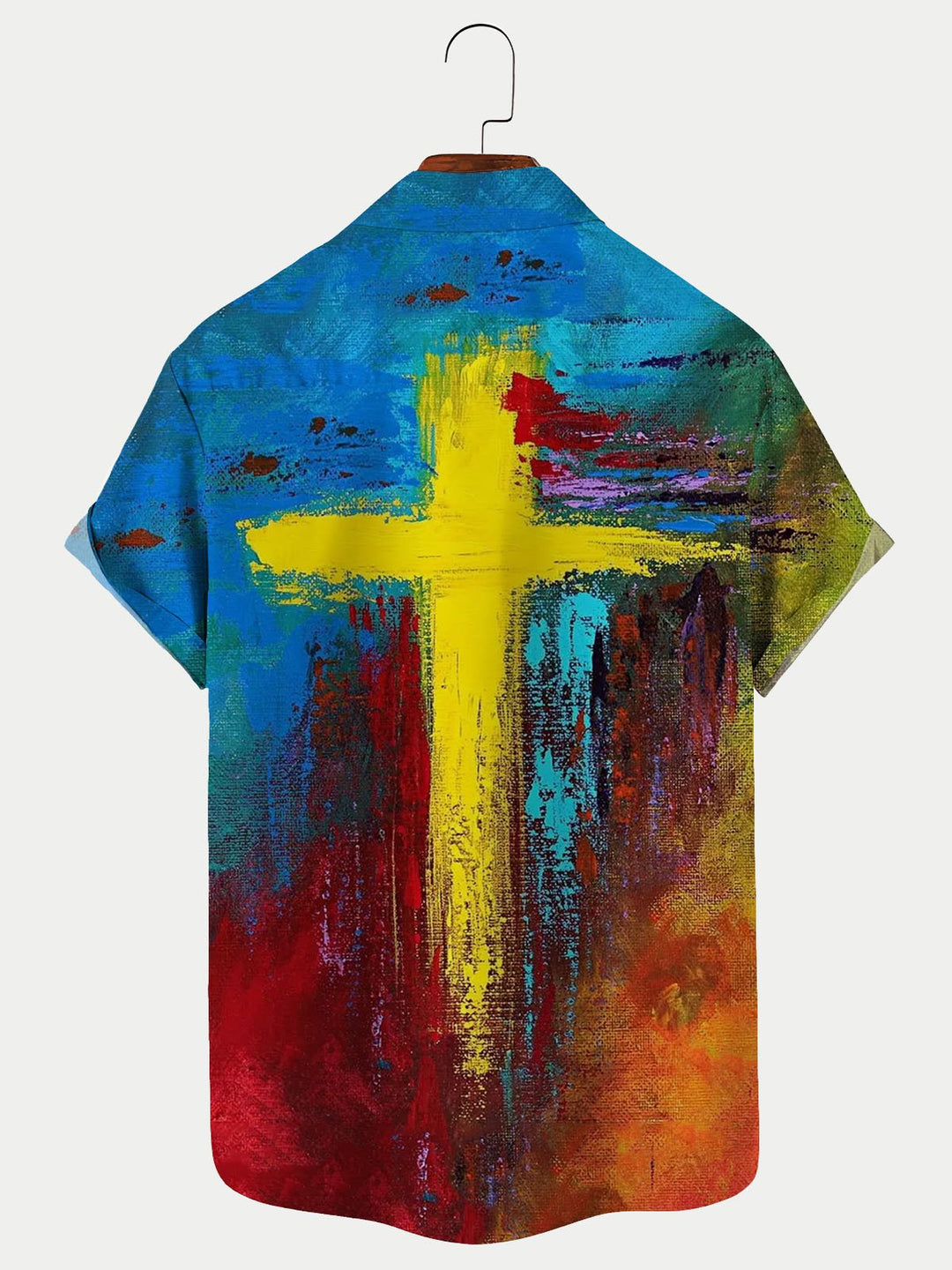 Camisa hawaiana personalizada con estampado artístico de cruz cristiana para hombre, camisa transpirable de talla grande