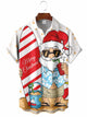 Men's Funny Santa Claus Printing Casual Short Sleeve Shirt