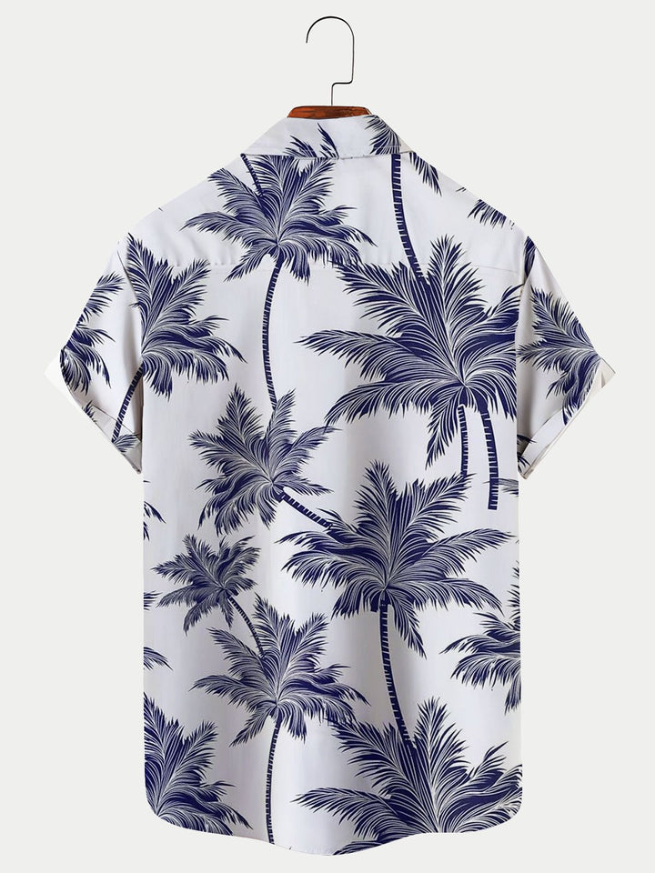 Camisa hawaiana corta con estampado de palmeras al azar de Alohadaddy para hombre, camisa transpirable de talla grande