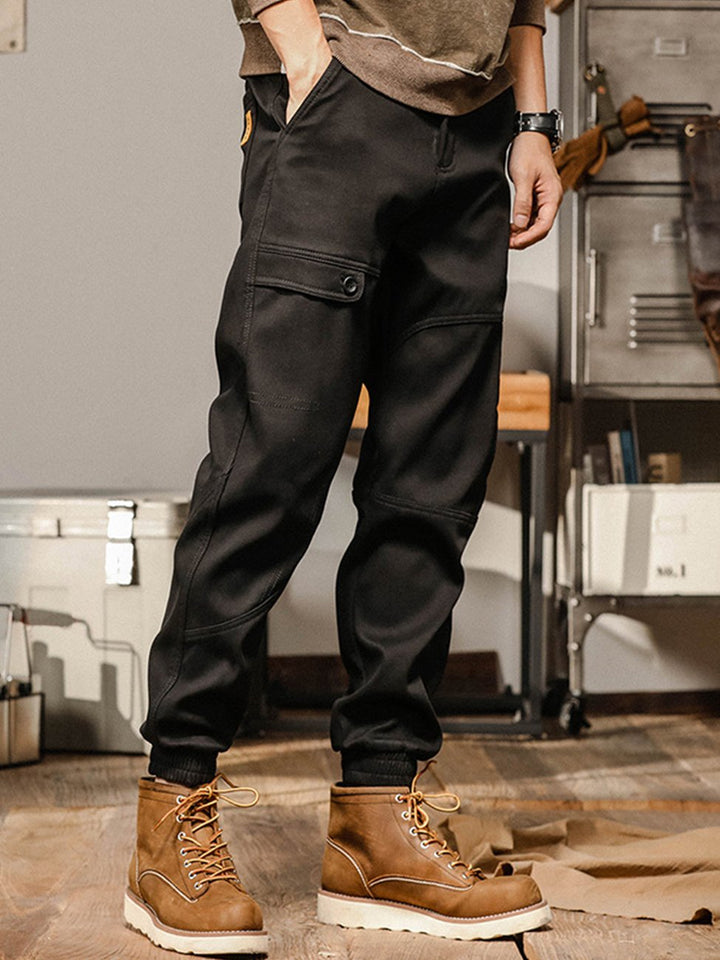 Pantalones cargo holgados, rectos, informales, con banda en el tobillo para hombre