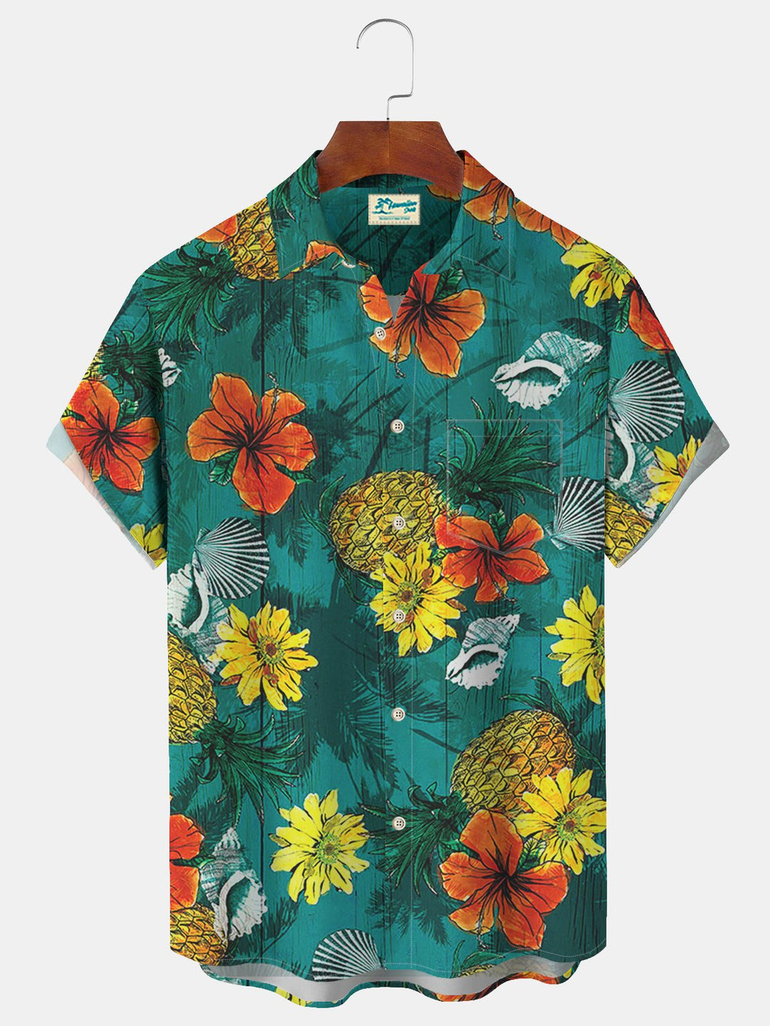 Alohadaddy Beach Vacation Hibiscus Flower Pineapple Coconut Tree Silhouettes Men&