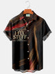 Alohadaddy Vintage Letter Gradient Print Men's Button Pocket Shirt