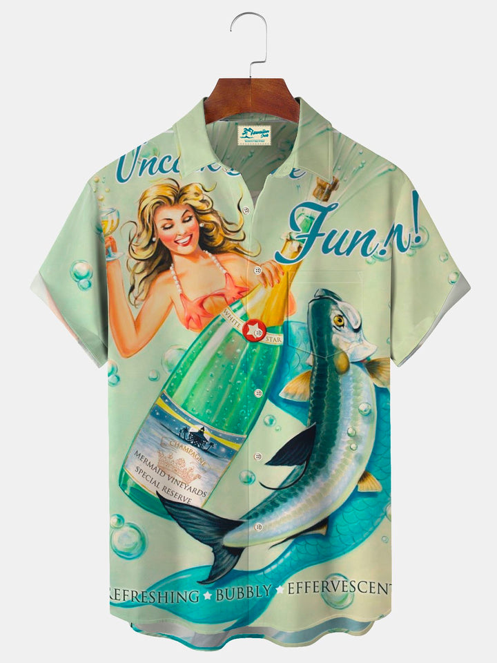Chemise boutonnée à imprimé cocktail sirène hawaïenne Alohadaddy pour homme