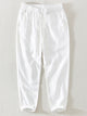 Alohadaddy Linen Casual Plain Basic Men's Elastic Pants