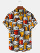 Alohadaddy Beer Print Beach Men's Hawaiian Oversized Short Sleeve Shirt with Pockets