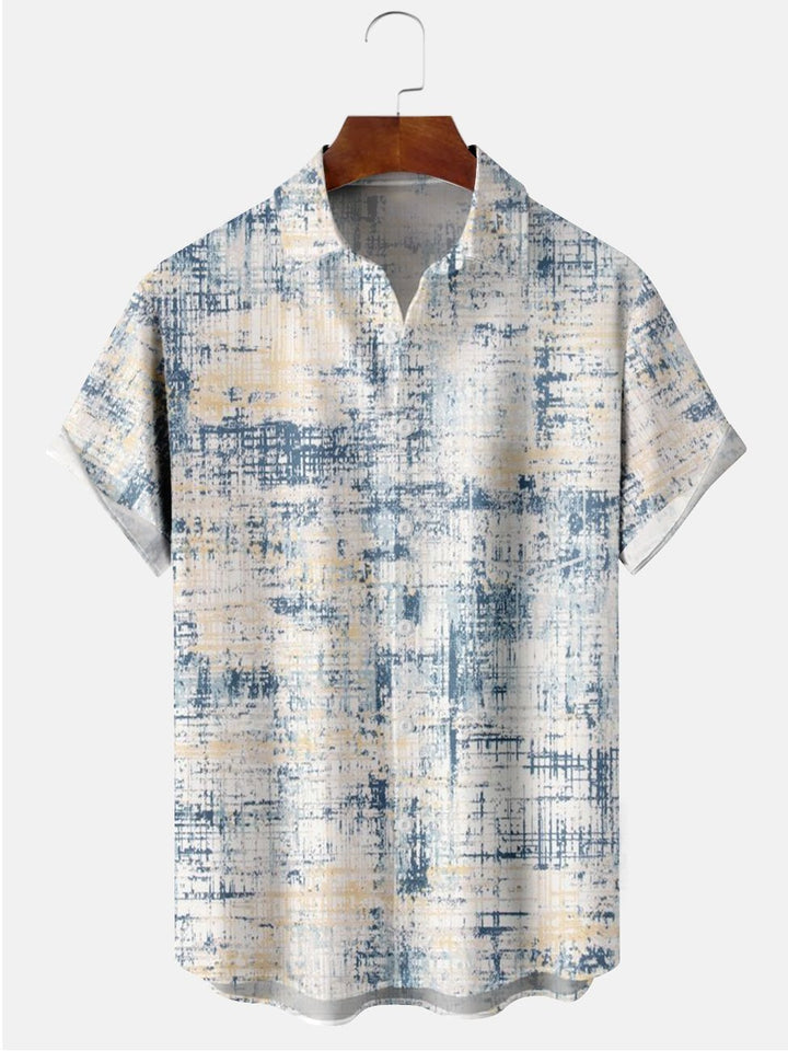 Alohaddy White Abstract Texture Casual Seersucker Wrinkle Free Stretch Oversized Shirts