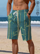 Alohadaddy Bamboo Print Men's Drawstring Beach Shorts Casual Shorts