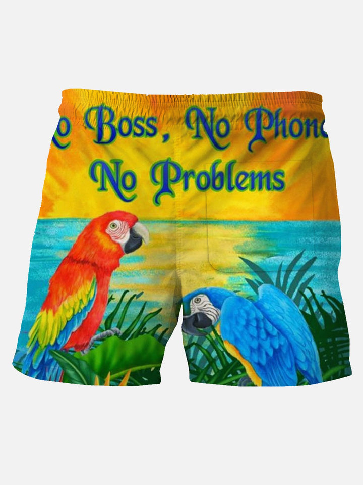 Alohadaddy Blue Parrot Pockets Hawaii Series Pants