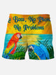 Alohadaddy Blue Parrot Pockets Hawaii Series Pants