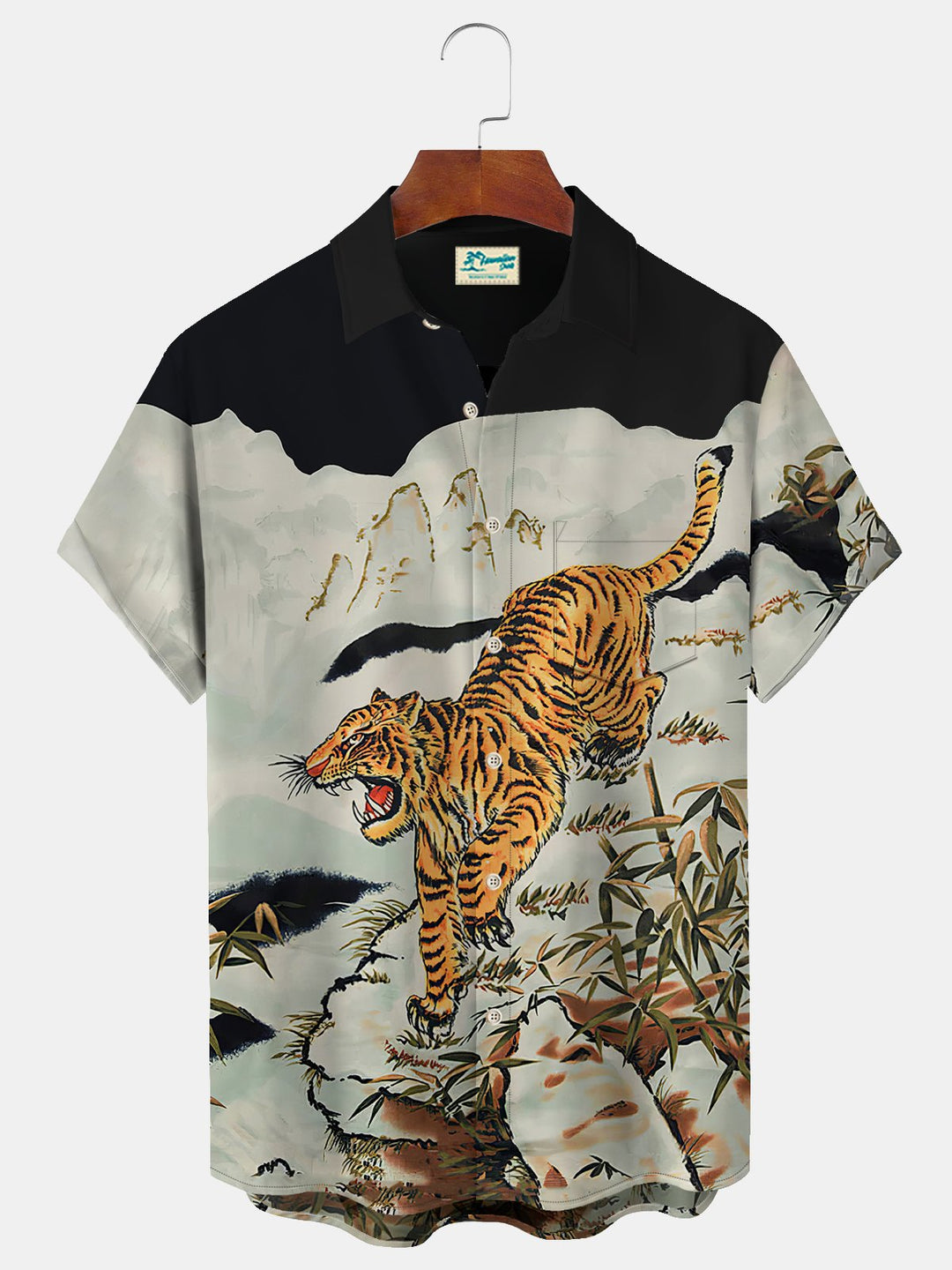 Camisa hawaiana extragrande con bolsillos y estampado playero Alohadaddy para hombre