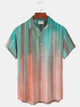 Alohadaddy Striped Ombre Resort Men's Hawaiian Shirt Stretch Garment Aloha Camp Pocket Shirt