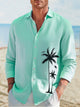 Alohadaddy Hawaiian Coconut Tree Print Men's Button Up Long Sleeve Shirt