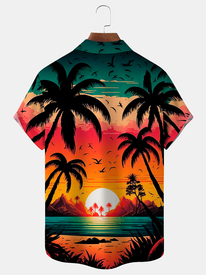 Alohadaddy Hawaii Coconut Tree Sunset Landscape Print Men&