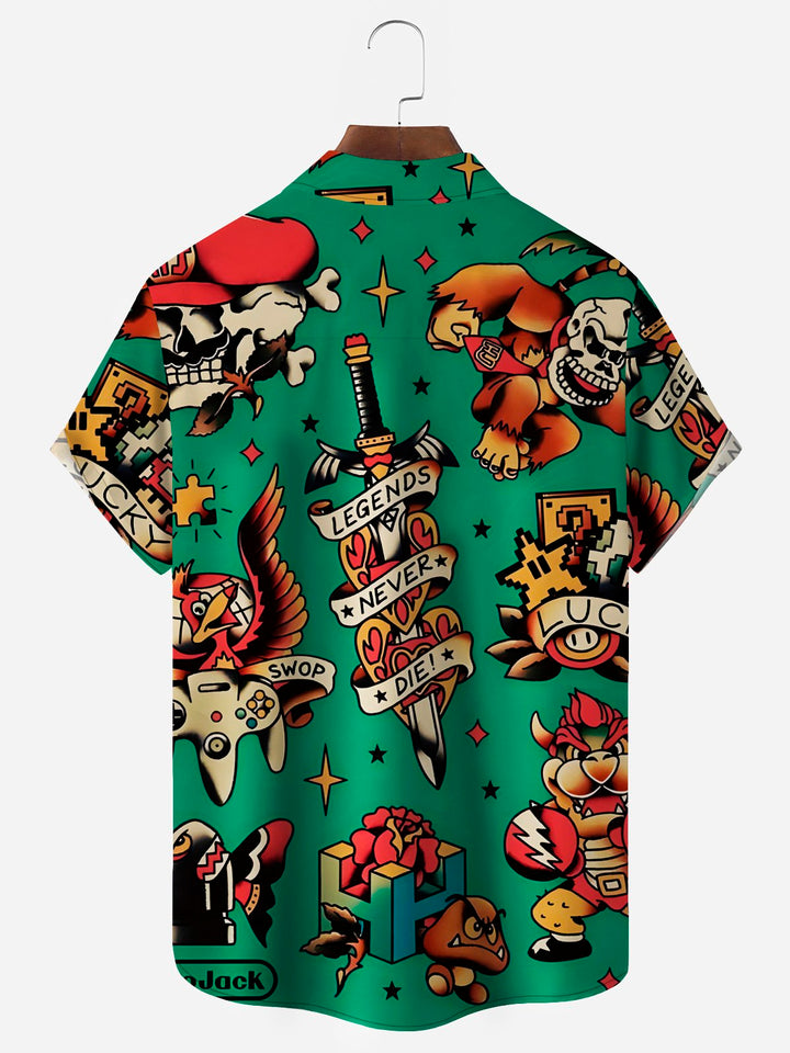 Alohadaddy Vintage Cartoon Game Green Men&