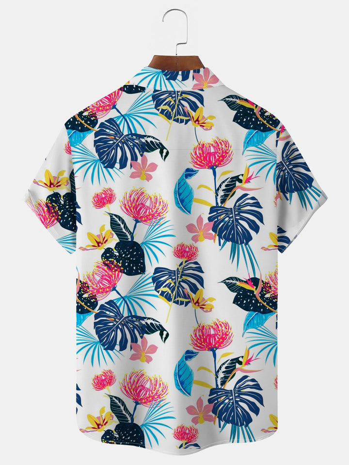 Camisa con bolsillos abotonados para hombre con estampado floral hawaiano Alohadaddy