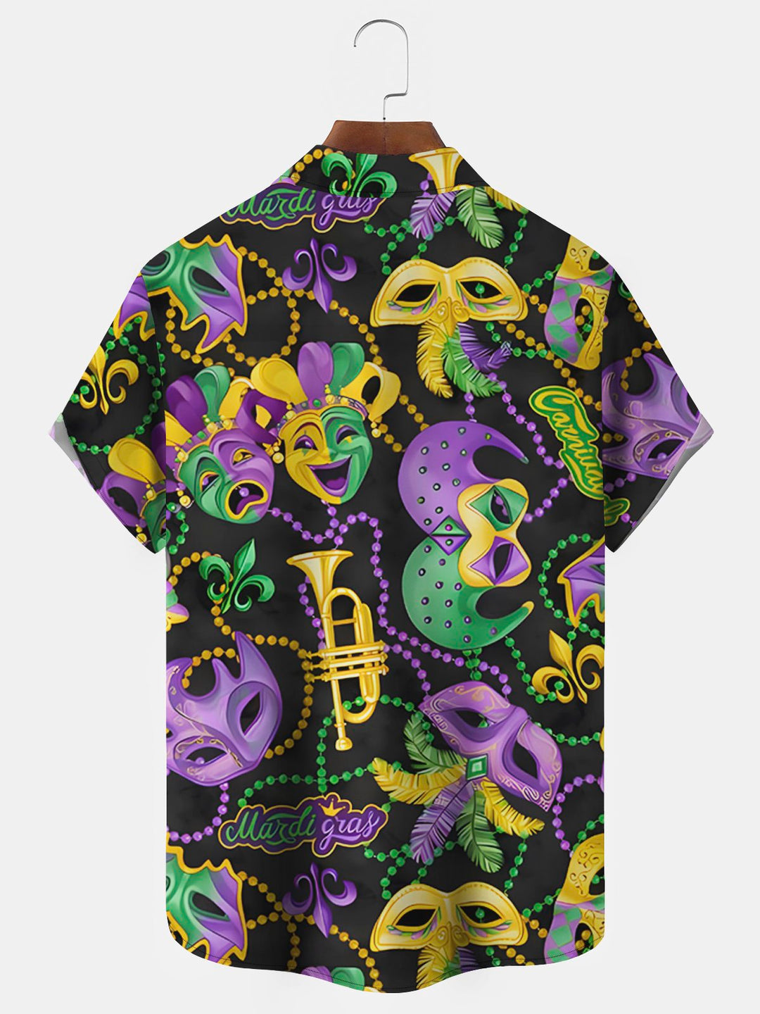 Alohadaddy Mardi Gras Mardi Gras Mask Bead Print Aloha Hawaii Men&