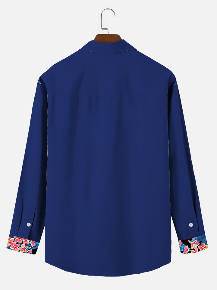 Camisa de manga larga con bolsillos abotonados y estampado floral básico para hombre de Alohadaddy