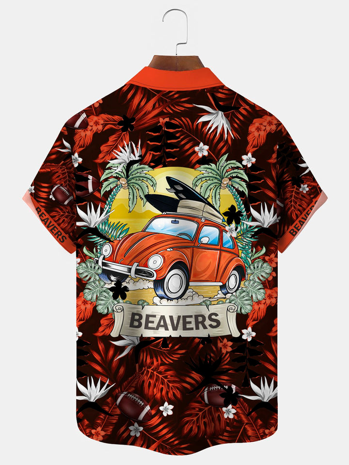 Alohadaddy Coconut Rugby Retro Car Print Men&