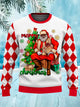 Alohadaddy Christmas Santa Claus Print Crew Neck Sweatshirt For Men