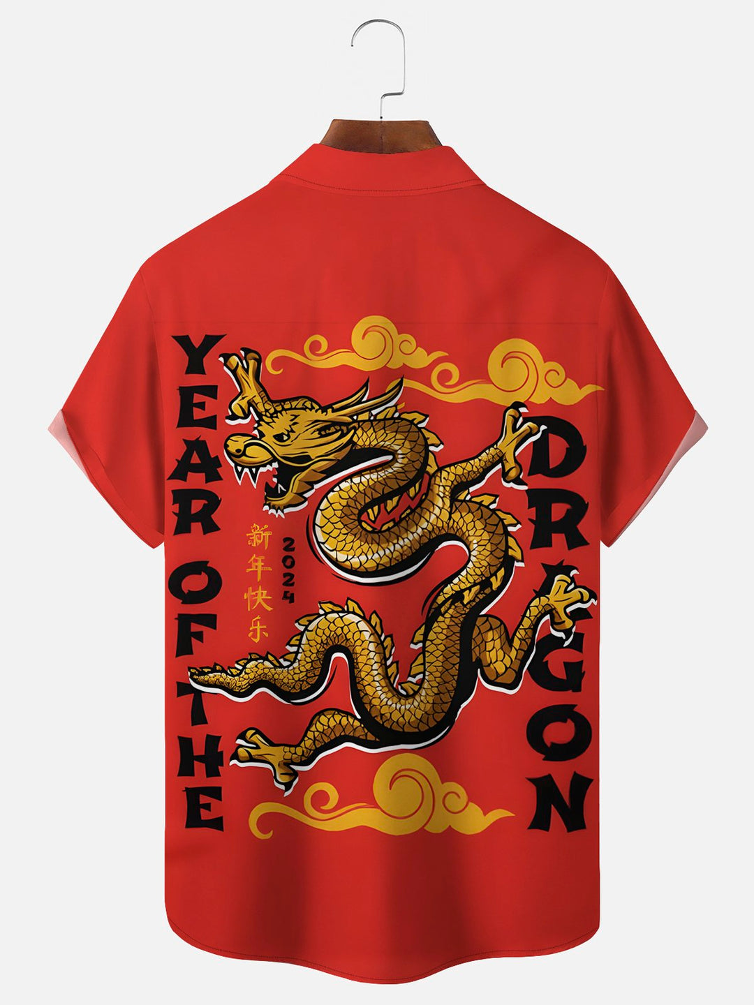 Camisas de hombre Alohadaddy de Año Nuevo con diseño de dragón oriental rojo, elásticas, japonesas, de fácil cuidado, con bolsillos festivos, grandes y altas