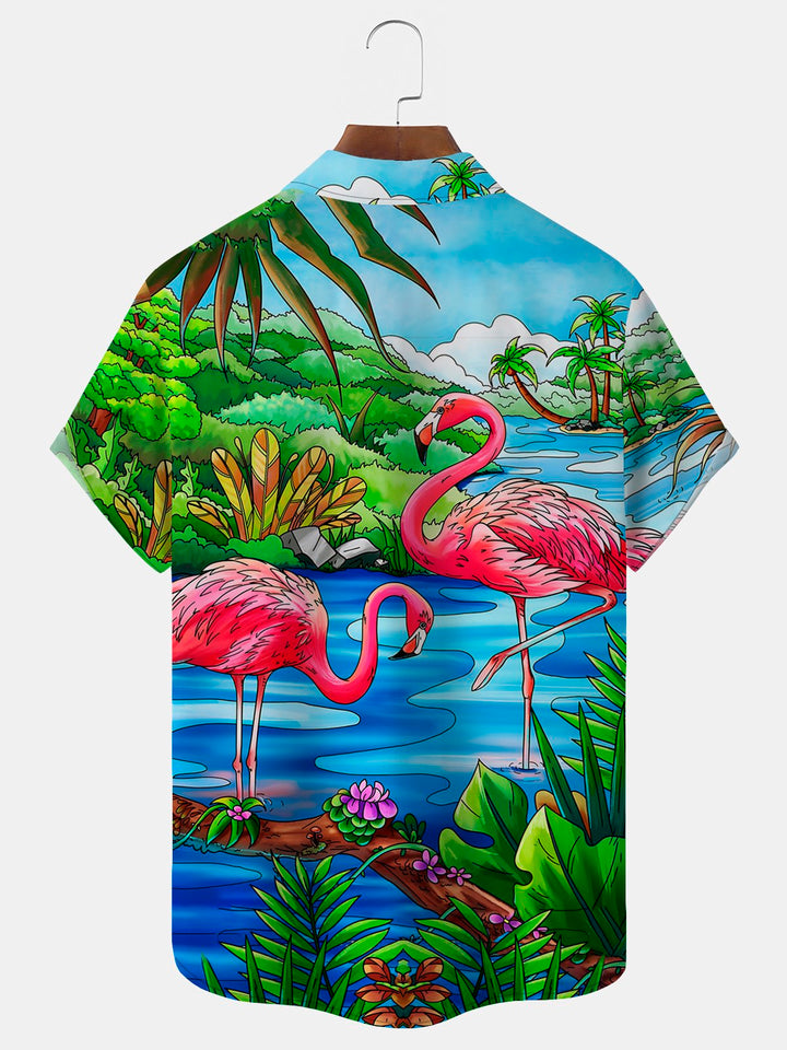 Alohadaddy Hawaiian Flamingo Botanical Print Men&