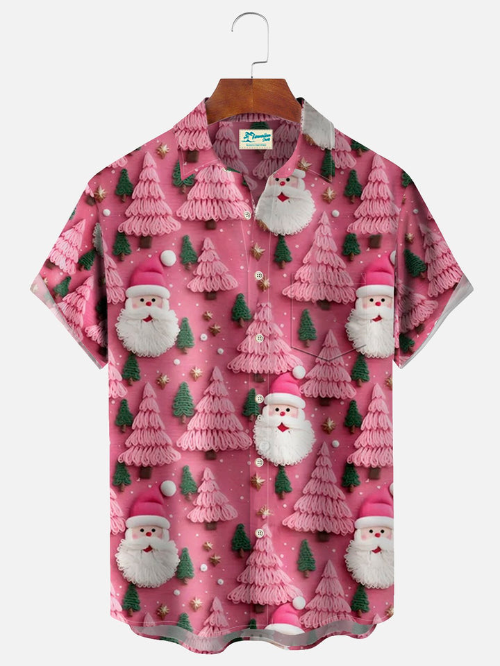 Camisa con bolsillos abotonados para hombre con estampado de gnomos navideños de Alohadaddy