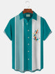 Alohadaddy Retro Geometric Bowling Stripe Print Men's Button Pocket Shirt
