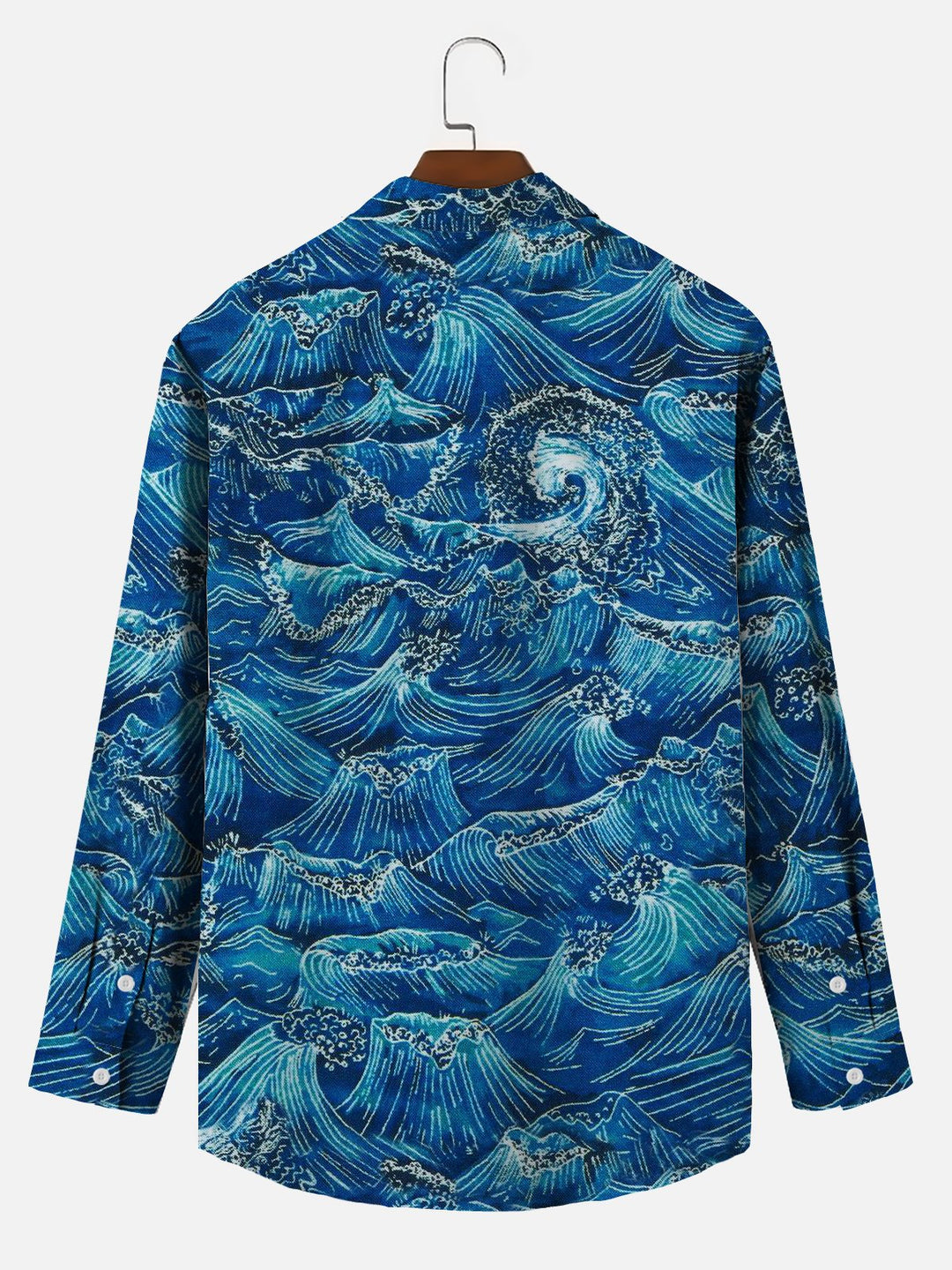 Camisa de manga larga para hombre de estilo japonés Ukiyoe Wave de Alohadaddy, vintage, elástica, de fácil cuidado, con bolsillo, para campamento, talla grande