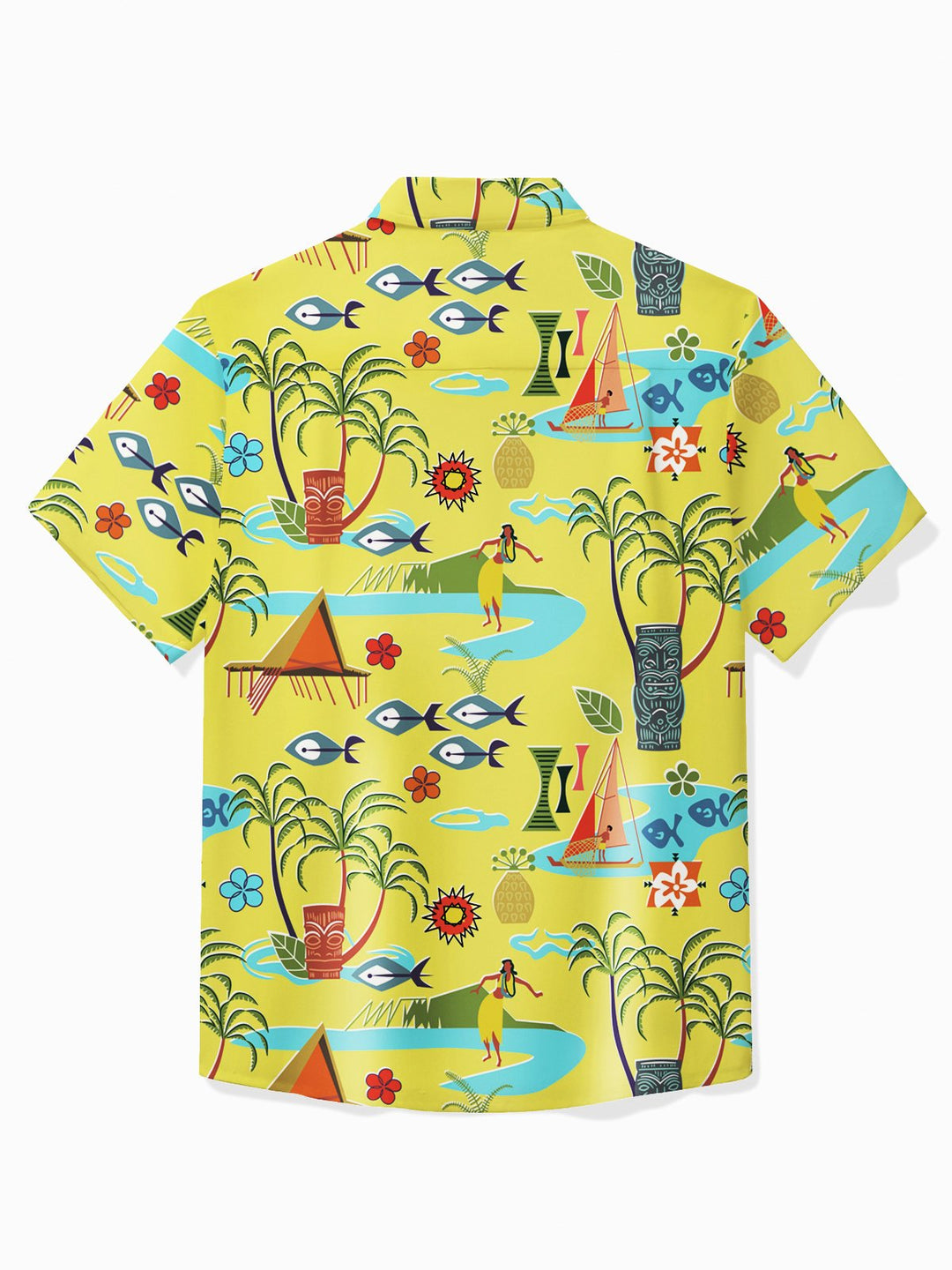 Alohadaddy Hawaiian Shirt Coconut Tree Geometric Tiki &amp; Tops