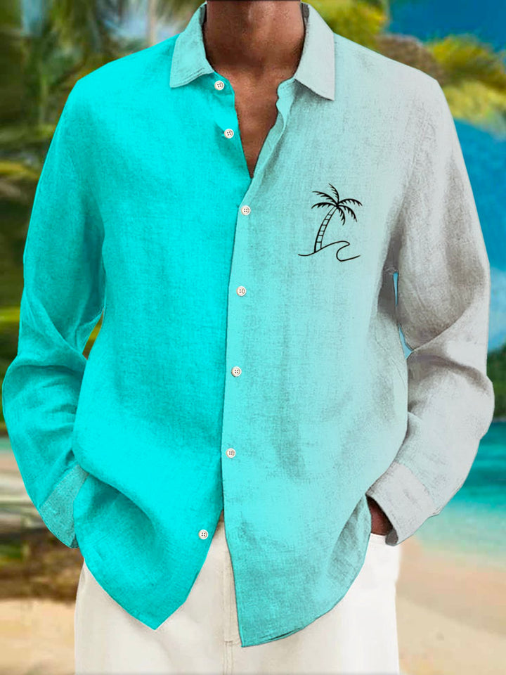 Alohadaddy Hawaiian Gradient Coconut Tree Print Men&